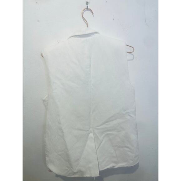 ENDLESS ROSE White Linen Oversized Fit Sleeveless Shoulder Pad Vest Size Small - Picture 4 of 10